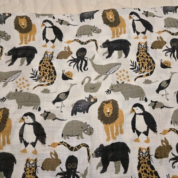 Clementine Kids Baby Muslin Swaddle Cotton Animals Zoology Blanket Zoo Animals - Picture 2 of 10